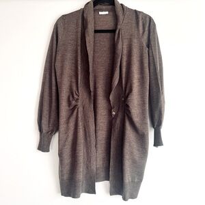 Rivamonti Fine Wool Long Cardigan Snap Front in Light Brown Size US Medium